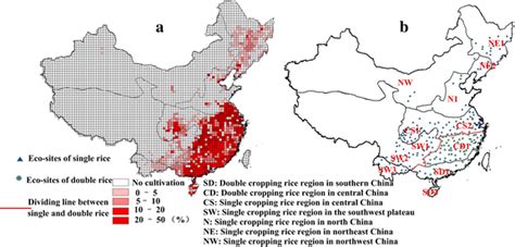 A Distribution Map Of Rice Planting Area Proportion B Seven Rice