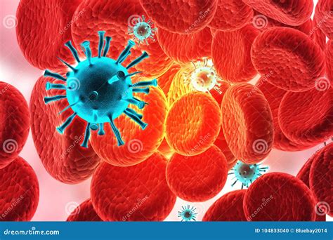 Virus Infecting Blood Cells Stock Illustration Illustration Of