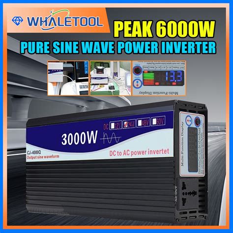 Intelligent Screen Pure Sine Wave Power Inverter 12v24v To 220v 3000w