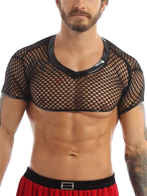 Iiniim Men S See Through Mesh Half Tee Shirts Fishnet Muscle Tops Vest