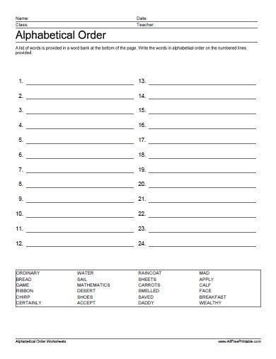 Alphabetical Order Worksheets Engaging Activities For Sorting Letters