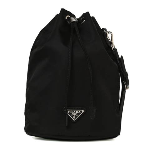 Prada Saffiano Tessuto Nylon Vela Bucket Wristlet Black