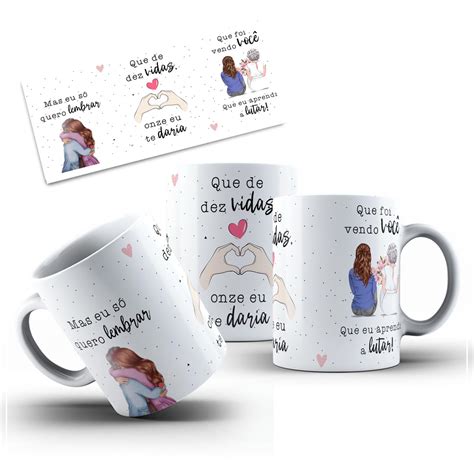 Arte para Caneca 11 Vidas Versões Mae e Filha Elo7