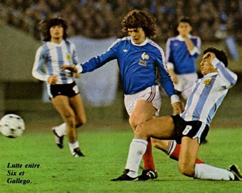 Argentina 2 France 1 in 1978 in Buenos Aires. Americo Gallego tackles ...