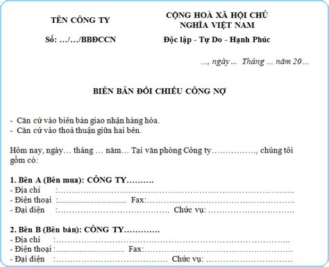 Cập Nhật Biên Bản Xác Nhận Công Nợ Mới Nhất Trong Năm 2020