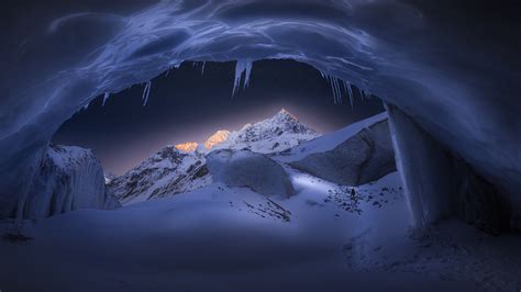 K Snowy Peak Snow Mountain Pass Landscape Icicle Mountains