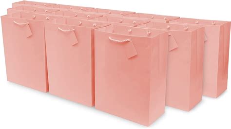 Pink Gift Bags 12 Pack Pink Paper Bags With Handles for Birthdays ...