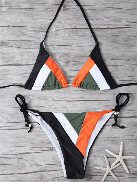 Color Block Geometric Bikini Set Black Geometric Bikini Set Bikinis