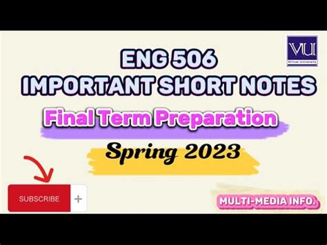 Eng Important Short Notes For Final Term Exams Preparation Spring