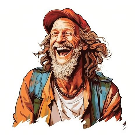 Premium Vector Bohemian Vector Laughing Man On White Background