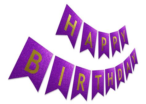 Buy Glitter Birthday Banner, Purple Happy Birthday Sign, Pre-strung ...