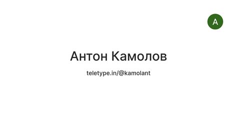 Антон Камолов — Teletype