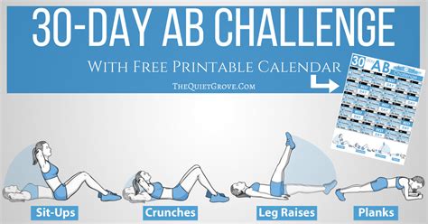 30 Day Ab Challenge With Free Printable ⋆ The Quiet Grove