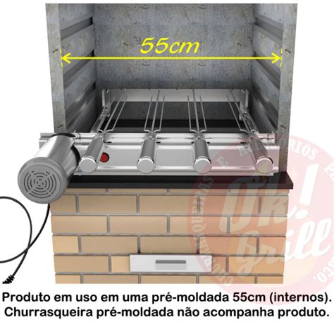 Churrasqueira Gira Grill Inox Kit Baixo 4 Espetos Grelha em Promoção