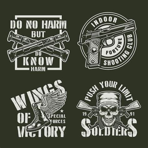 Conjunto De Insignias Militares Vintage Vector Gratis