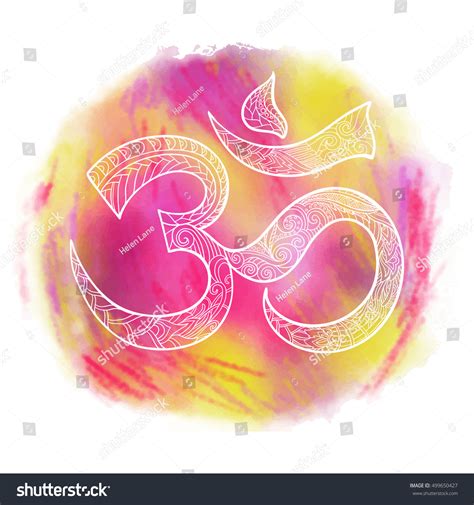 Hand Drawn Ohm Symbol Indian Diwali Spiritual Sign Om With High