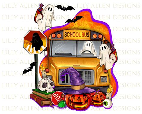 Halloween School Bus Png Sublimation Design Halloween Png Etsy