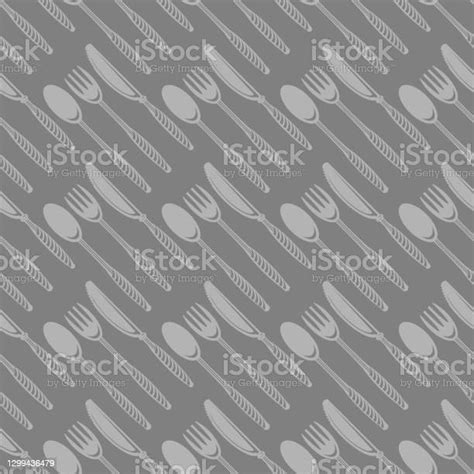 Food Seamless Pattern For Cafe Fork Spoon Knife Logo Design Isolated On