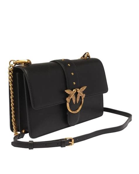 Pinko Leather Love One Classic Shoulder Bag In Black Lyst