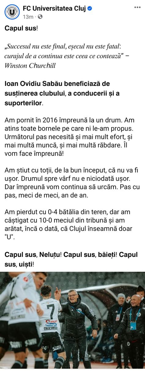 Playsport Conducerea U Cluj a stabilit viitorul lui Sabău după