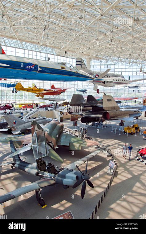 Vintage aircraft displayed in the Great Gallery of the Museum of Flight ...