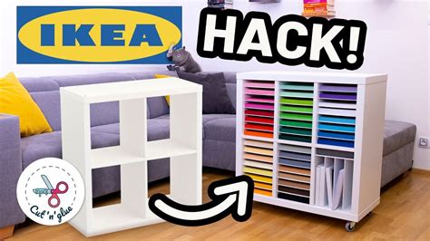 Diy Ikea Hack Kallax Modified To 45 Shades Paper Rack [4k] Ikea Craft Room Ikea Crafts Craft