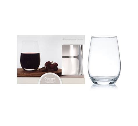 Consol Bordeaux Stemless Wine Glass 4 Pack 350ml Alpaco Catering And Equipment