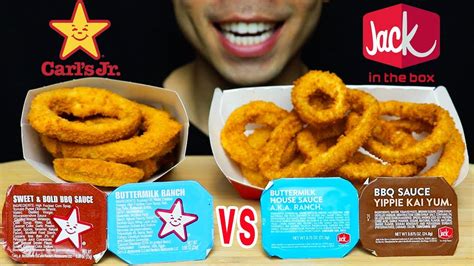 Asmr Fried Onion Rings Mukbang Carl S Jr Versus Jack In The Box