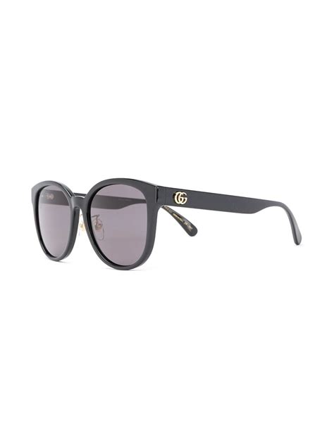 Gucci Interlocking G Acetate Cat Eye Sunglasses In Black Modesens