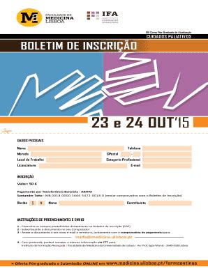 Preenchível Disponível medicina ulisboa 23 e 24 OUT 15 Faculdade de