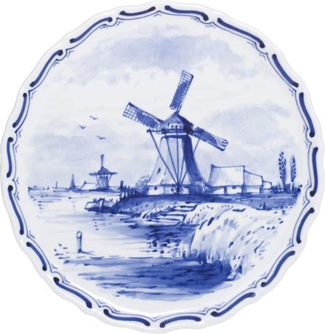 Delfts Blauw Bord Molen Bol