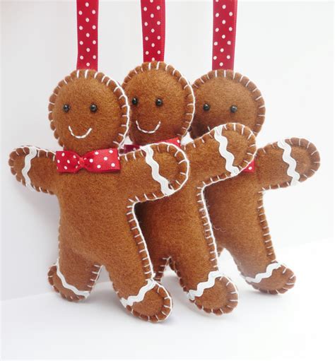 X Gingerbread Man Felt Christmas Decorations Folksy