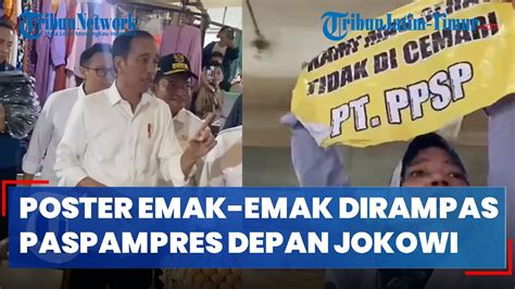 Bikin Heboh Poster Emak Emak Dirampas Paksa Depan Jokowi Tolong Kami