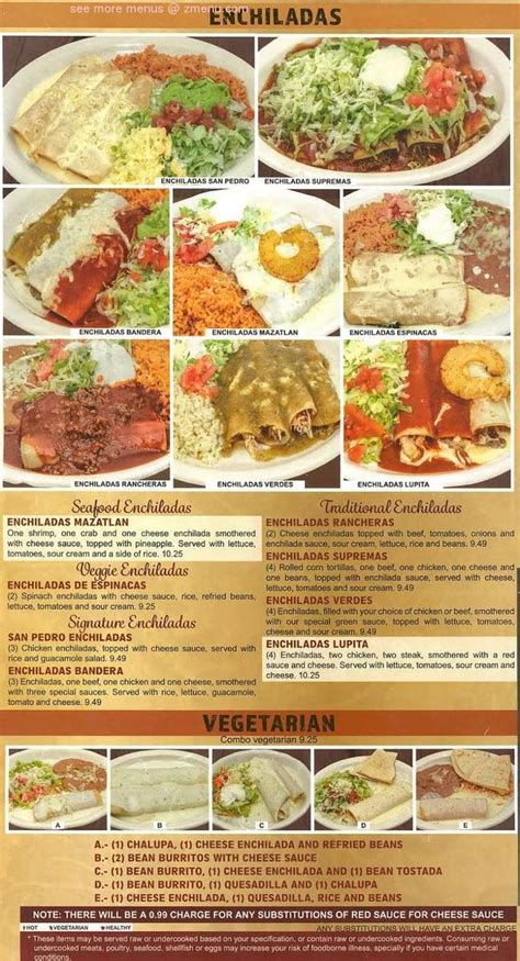 Online Menu of San Pedro M xican Restaurant Restaurant, Kearney ...