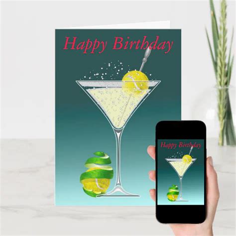 Tennis Martini Happy Birthday Card Zazzle