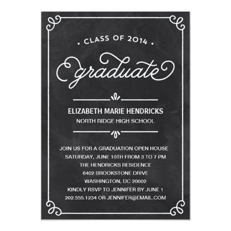 Chalkboard Frame Graduation Party Invitation Zazzle