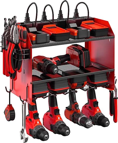 Cccei Modular Power Tool Organizer Wall Mount With Charging Station Garage 4 Drill