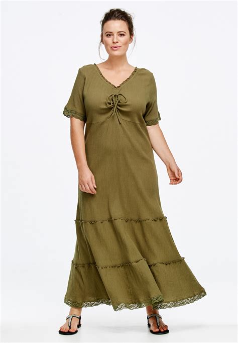 Gauze Maxi Dress By Ellos® Plus Size Clearance Ellos