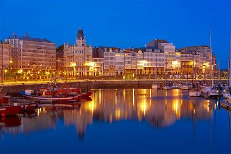 Premium Photo La Coruna Sunset Port Marina In Galicia Spain