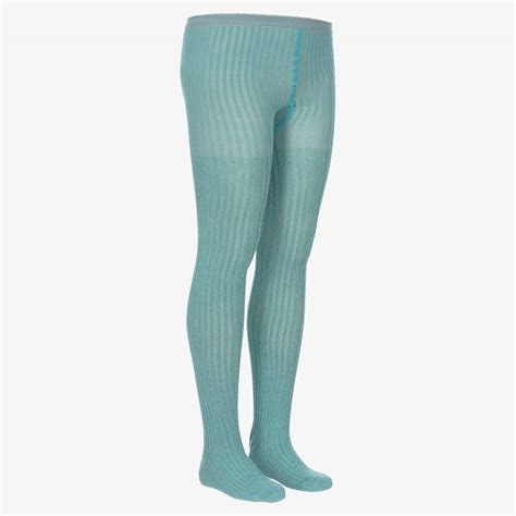 Molo Girls Sparkly Blue Ribbed Tights Childrensalon