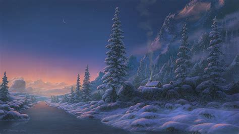 Fondos de pantalla paisaje bosque Arte fantasía cielo nieve