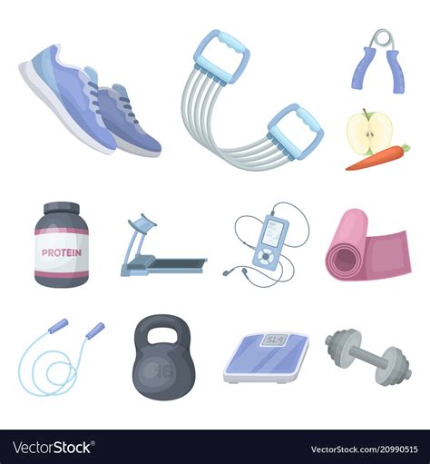 Gym And Training Cartoon Icons In Set Collection Vector Image