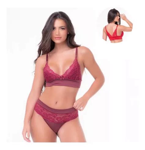 Conjunto Lingerie Sexy Calcinha E Sutiã Microfibra E Renda MercadoLivre