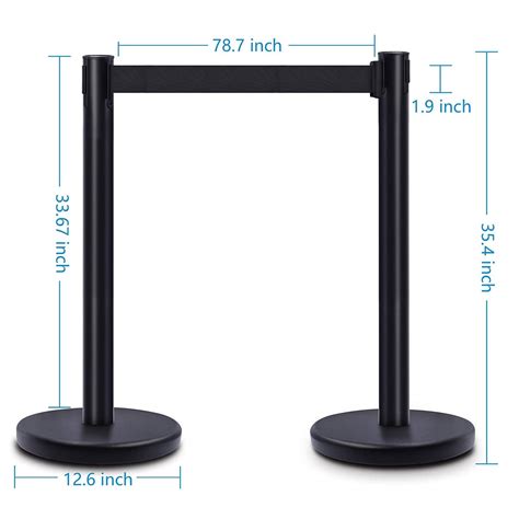 Heavy Duty Crowd Control Stanchion Premium Steel Black