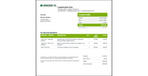 Free Lawn Care Invoice Template - Edit & Download - Jobber