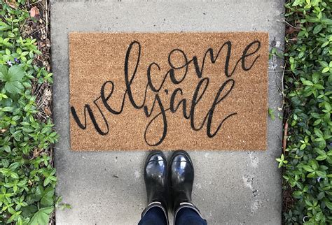 Hand Painted Custom Coir Front Door Welcome Mat Welcome Yall