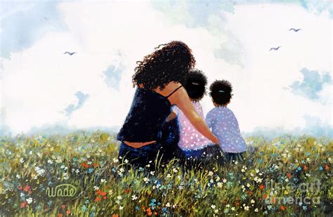 Mother And Two Daughters Hugging Painting By Vickie Wade