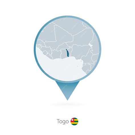 Premium Vector | Map pin with detailed map of Togo and neighboring