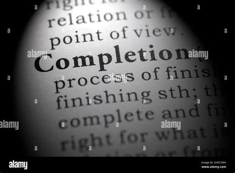 Fake Dictionary Word Dictionary Definition Of Completion Stock Photo