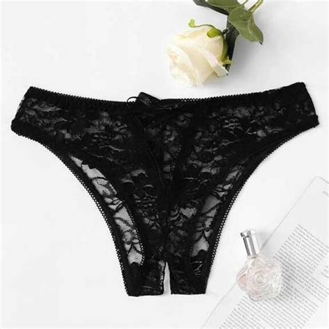 Women Sexy Crotchless Panties Lingerie Floral Lace Panty Underwear